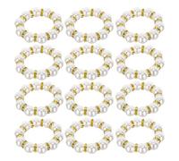 Cabilock 20 Pezzi Anelli per Tovaglioli Dorati con Perle Imitazione Portatovaglioli Rotondi Riutilizzabili Eleganti Fermatovaglioli per Matrimoni Feste e Cena Formale