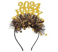 Cabilock 2024 fascia di capodanno bandana bandane new year Decorazioni per feste Striscione di felice anno adornare fascia per la festa di Capodanno copricapo da festa Saluto Golden