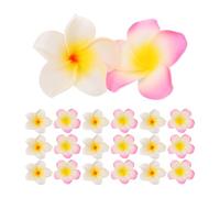 Cabilock 24 Fermagli per Chioma Floreali Hawaiani in Eva, Mini Forcine a Forma di Fiore Plumeria Color Bianco e Rosa, Accessori per Feste Tropicali, Matrimoni e Vacanze al Mare per