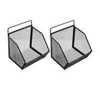 Cabilock 2pz Portadocumenti in Metallo Sospeso Nero, Porta Posta da Parete e Organizer di File da Scrivania, Cestino Compatto per Ufficio e Piccoli Spazi