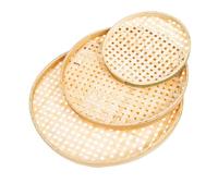 Cabilock 3 pezzi Cesti in Bamboo Multifunzionali per Cucina Vassoi Intrecciati Naturali Scolapasta e Contenitori Organizzatori Facili da e Conservare Regalo