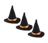 Cabilock 3 Pezzi SPIETTI DI HATTO piccolo cappelli mini streghe accessorio per artigianato fai da te di Halloween festa decorazione favore di halloween bomboniere di halloween provato Nero