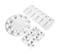 Cabilock 3 Pezzi Tavolozza Alluminio per Pittura Pozzetti Vassoio Miscelazione Pigmenti per Olio e Acquerello Riutilizzabile e Durevole per Artisti e Studenti