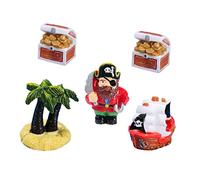 Cabilock 3 Set Ornamenti Di Navi Pirata Figurine Arredamento Accessori Pirati Figura Figure Statuetta Di Nave Pirata Miniature Della Casa Delle Bambole Dell'oceano Resina