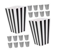 Cabilock 32 pezzi Scatole Popcorn in Carta Righe Nere Contenitori Pop Corn per Feste e Cinema Portatili e Resistenti per Party Picnic e Attività Outdoor