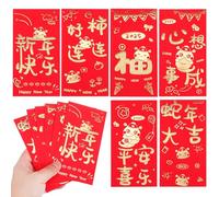 Cabilock 36 Pezzi Buste Rosse Festa Anno del Serpente Buste Soldi Tradizionali Cinesi per Capodanno Lunare Tasche Denaro Portafortuna con Simboli Auspiciosi Decorazioni Carta Resistente per