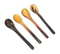 Cabilock 4 cucchiaini da caffè in corno di bue naturale con manico lungo, cucchiaini per miele commestibili, per un uso semplice e decorativo nella vita di tutti i giorni