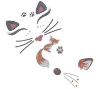 Cabilock 4 Pezzi Adesivi Faccia Animale per Feste con Gatto e Volpe, Decorati con Glitter e Pietre Brillanti, Materiali Acrilico e Carta, per Uso Quotidiano come Accessori Fotografici