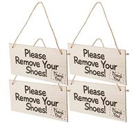 Cabilock 4 Pezzi Cartello Togliete Scarpe Decorazione per Ingressi e Resistente Facile da Appendere e Ufficio