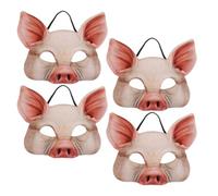 Cabilock 4 Pezzi Maschera di Maiale per Carnevale e Halloween in Eva Resistente e Flessibile, Mezza Faccia per Cosplay e Feste di Carnevale Divertenti e Durature
