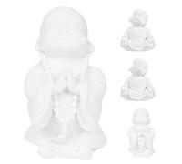 Cabilock 4 Pezzi Statue Buddha in Resina per Decorazioni Feng Shui Sottomarine Zen Piccole Sculture Meditazione per Pesci Betta Bianco per Giardino Acquatico e Casa