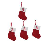 Cabilock 4 Pz Calzini Natalizi Classici con Lettera Rossa Calzini Natalizi Lavorati a Maglia di Lana Calza di Babbo Natale Portacandele Nero Orpello Natalizio Peluche Tessuto a Maglia