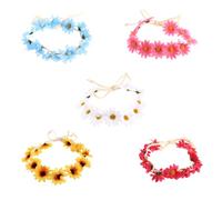 Cabilock 5 pezzi Fasce per Capelli con Fiori Artificiali Coroncine Floreali Colorate Regolabili per Sposa e Feste Accessori Leggeri e Comodi per Donna e Ragazza