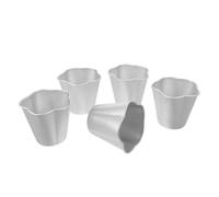 Cabilock 5 Pezzi Mini Stampi per Chiffon Cake Argento, in Lega di Alluminio | Superficie Antiaderente, Forma Fluted a Fiore, Porzioni Uniformi, Riutilizzabili per Cupcakes e Mini Cheesecake