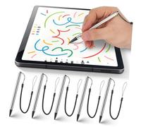 Cabilock 5 Pezzi Penna Stilo per Telefono con Schermo Capacitivo Argento, Alta Sensibilità e Corda a Molla Anti-smarrimento, per Disegno e Scrittura su Tablet e Touchscreen