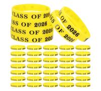 Cabilock 50 Pezzi Braccialetto in Silicone Giallo per Laurea Class Of 2026, Elastico e Resistente, per Celebrazioni di Fine Anno Scolastico e Feste di Laurea