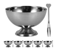 Cabilock 6 ciotole da dessert con piedini - Coppette per budino in acciaio inossidabile da 200 ml/6,76 oz per gelato, yogurt e insalata - Ciotole da portata in metallo per snack, caramelle e