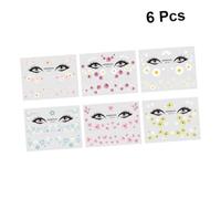Cabilock 6 pezzi 6pcs Adesivi Trucco Viso Fiore Margherita Impermeabili Resistente al Sudore per Donne Ragazze Piccoli Ornamenti Clavicola Colorati Assortiti