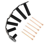 Cabilock 6 Pezzi Golf Tee in Gomma Nera con Chiodi in Legno Supporto Antiscivolo per Simulatori e Pratica Altezze Kit Resistente alle Intemperie per Driving Range