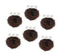 Cabilock 6set Nido Artificiale per Uccelli in Rattan Nido Intrecciato per Uccelli con Uova Finte Decorazione per Giardino e Balcone Resistente alle Intemperie