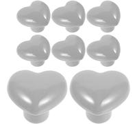 Cabilock 8 Pezzi Pomello Ceramico a Cuore per Cassetti e Armadi, Grigio | Tocco Fine, Non Graffia le Mani, Resistente alla Corrosione, Finitura che Non Sbiadisce, per Cucina e Comodini