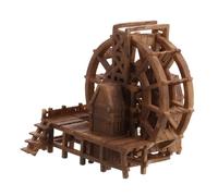 Cabilock Bonsai a Ruota d'Acqua Fontana d'Acqua in Miniatura Ruota idraulica Portatile Ruota idraulica del Mulino a dell'acquario Fishtank Watermill Resina Light Brown