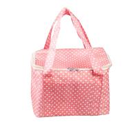 Cabilock Borsa Termica Pranzo Portatile in Oxford con Isolamento Termico e Interno in Alluminio Lunch Tote Bag Leggera con Manici e Zip Sacco Pranzo per Ufficio Picnic e Viaggi Rosa Pois