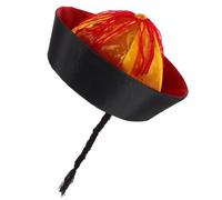 Cabilock Cappello da Imperatore Cinese Tradizionale con Coda di Cavallo, Berretto Hanfu Storico Nero per Cosplay e Feste a Tema, Copricapo Elegante per Spettacoli Teatrali e Danza