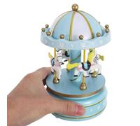 Cabilock Carillon Giostra Cavalli Blu Rotante Scatola Musicale Meccanica con Suono Castle in The Sky Decorazione Natalizia da Tavolo Sicura e Non Tossica Regalo Compleanno e Anniversario