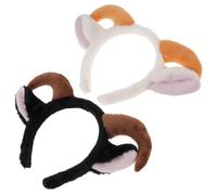 Cabilock Cerchietti Cosplay Orecchie di Pecora e Corna in Peluche Set 2 Pezzi Due Toni Bianco e Nero Accessori per Feste Natalizie e Travestimenti a Tema Fascia Chioma per e Adulti