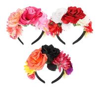 Cabilock Cerchietti Floreali Vintage 3 Pezzi Rose Realistiche Fasce Gotiche per Chioma Accessori per Feste Halloween Matrimoni e Cosplay Donna