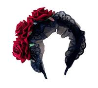 Cabilock Cerchietto per Chioma Donna Rose Rosse in Pizzo e Feltro, Leggero e Non Deformabile, Elegante Accessorio per Feste e Fotografia