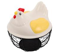 Cabilock Cestino per Uova in Ferro Battuto Coperchio Forma di Pollo Espositore per Uova Fresche in Rete Contenitore per Organizzazione del Piano di Lavoro Cucina o Armadio