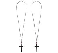 Cabilock Collana con crocifisso da 2 pezzi: ciondolo cattolico in legno per donne e uomini, gioielli da preghiera, collana con croce della fede per occasioni religiose cristiane