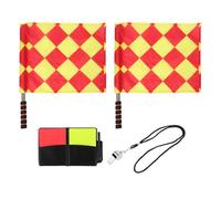 Cabilock Completo per Arbitro Calcio con Cartellini Rosso e Giallo Bandierine Scacchi Resistenti Fischietto in Acciaio per Registrazione per Gestione Partita e Professionisti