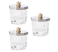 Cabilock Contenitore per Liquido Unghie 3 Pezzi in Vetro Cristallo con Coperchio Ottagonale, Ciotola per Manicure Art Anti-evaporazione per Nail Art e Polveri Acriliche