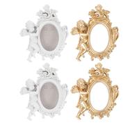 Cabilock Cornice ovale in resina da 4 pezzi - Cornice antica per foto - Statua di angelo in stile barocco, vintage, da esporre sul tavolo, per museo, casa, matrimonio, festa, decorazione vittoriana