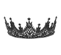 Cabilock Corona da sposa con strass - Tiara da principessa barocca nera per matrimonio da donna - Copricapo vintage, accessori per capelli da sposa per feste di festival - Copricapo da regina per