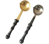Cabilock Cucchiaio per Sciogliere la Cera Portatile in Metallo Manico in Legno Set da 2 Pezzi Rame e Argento Utensile per Sigilli di Ceralacca per Buste Inviti e Confezioni Regalo