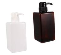 Cabilock Dispenser Di Sapone Liquido e Lozione Per Le Mani 450 Ml in Petg, Bottiglie Bianche e Marroni Ricaricabili Per Shampoo e Bagnoschiuma, Per Casa, Ufficio e Hotel, Set Da 2 Pezzi