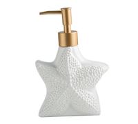 Cabilock Dispenser Sapone Ceramica Bianca con Pompa Antiruggine Bottiglia Ricaricabile per Lozione e Shampoo per Bagno Casa Hotel e Saloni Design Elegante Forma a Stella