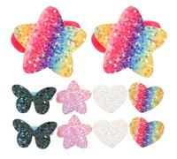 Cabilock Elastici per Chioma per Bambine 5 Paia Paillettes Glitterate a Forma di Cuore Stella e Farfalla e Flessibili per Chioma Medi o Spessi Accessori Colorati per Feste e Uso Quotidiano