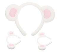 Cabilock Fascia per Chioma Donna 3 Pezzi Orecchie di Orso Cartoon, Decorazione Divertente Adatta per Lavare Viso e Feste Cosplay