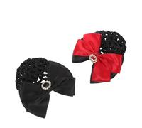 Cabilock Fermaglio per Chioma alla Francese Rete Copri Chignon in Raso Set 2 Pezzi Fiocco e Strass Accessori per Chioma Professionali per Hostess Personale di Banche e Ristoranti