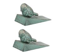 Cabilock Fermaporta in Ghisa Decorativo 2 Pezzi Piccolo Volatile Verde Chiaro Cuneo Porta Resistente per Casa e Ufficio Protezione Muro e Apertura Porta Affidabile