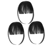Cabilock Frangetta Finta Nera Clip 3 Pezzi in Materiale Resistente al Calore, Comoda da Indossare e Staccare, Extension Chioma per Donne e Uso Quotidiano