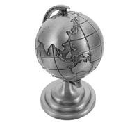 Cabilock Globo Terrestre Rotante in Metallo Vintage Grigio, Ornamento da Scrivania Decorativo per Ufficio e Casa, Mappamondo retrò Stile Antico per Soggiorno e Studio