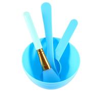 Cabilock Kit per Maschere Viso in Silicone Ciotola Plastica e Spazzola Multifunzione, Accessori per Mask DIY Facile da Trasportare, Set 4 Pezzi Blu