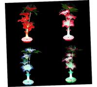 Cabilock Lampada da Tavolo a LED Colorata e Vaso Floreale Luminoso Base Stabile, Decorazione Luminosa Artificiale per Casa, Hotel e Bar, Set da 4 Pezzi Senza Batteria Colore Casuale