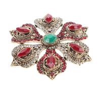Cabilock Lega Rossa Spilla Floreale Barocca per Donne e Ragazze | Design Traforato Elegante, Stile Festivo per Natale, Gioiello Decorativo da Risvolto, Colore Rosso